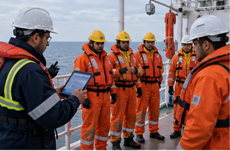 Maritime operations center monitoring connected ship and port systems